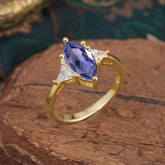 6 Prong Marquise Cut Three Stone Tanzanite Engagement Ring Anniversary Gift for Women